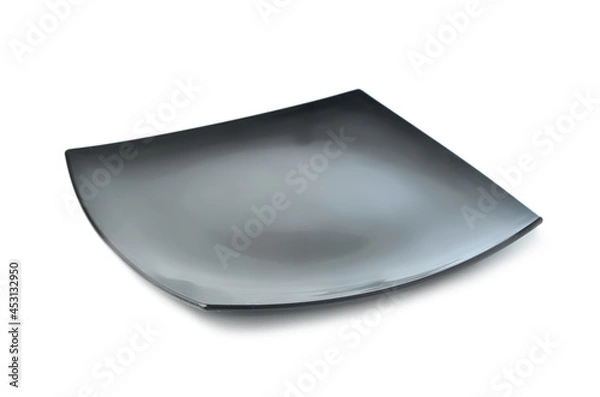 Obraz Empty black plate isolated on a white background
