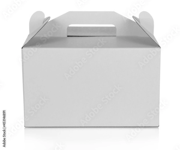 Fototapeta Cardboard box for carrying cake isolated on white background