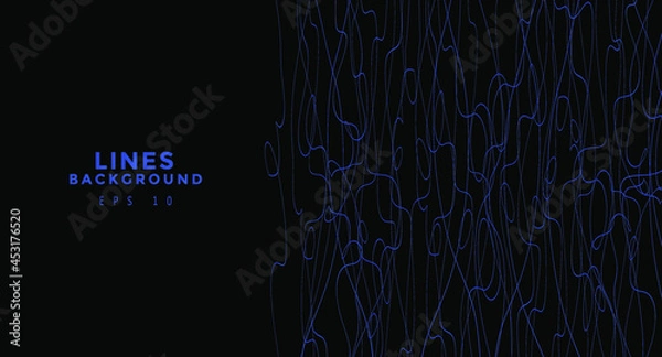 Obraz Blue chaotic lines background. Hand drawn lines. Tangled chaotic pattern. Vector illustration.