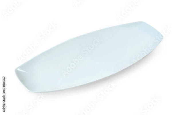 Obraz Empty white ceramic long plate isolated on white background