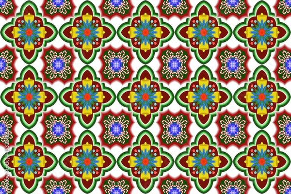 Obraz Christmas floral geometric seamless pattern