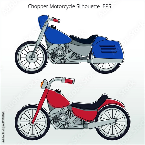 Fototapeta set of Chopper Motorcycle Silhouettes, line isolated or logo isolated sign symbol vector, outline and stroke style Collection of high-quality black style vector illustration,