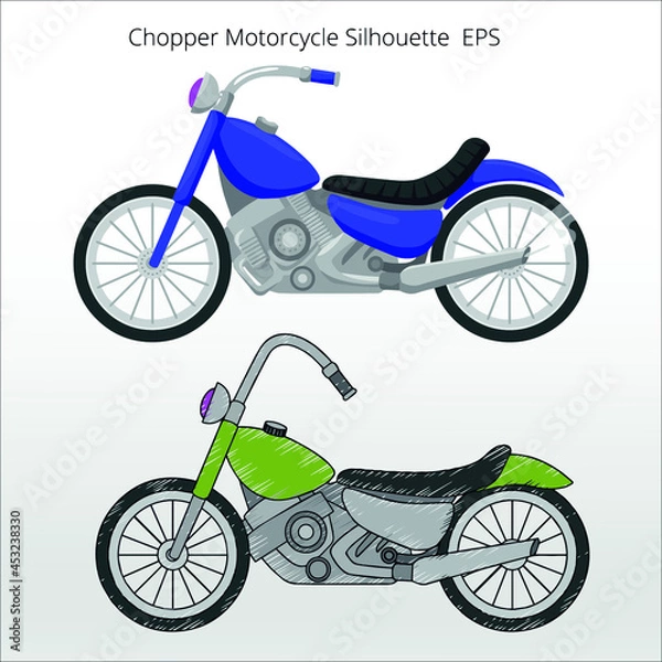 Fototapeta set of Chopper Motorcycle Silhouettes, line isolated or logo isolated sign symbol vector, outline and stroke style Collection of high-quality black style vector illustration,