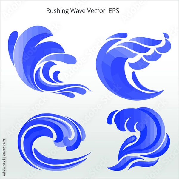 Fototapeta set of Rushing Wave vector Silhouettes, line isolated or logo isolated sign symbol vector, outline and stroke style Collection of high-quality color style vector illustration,