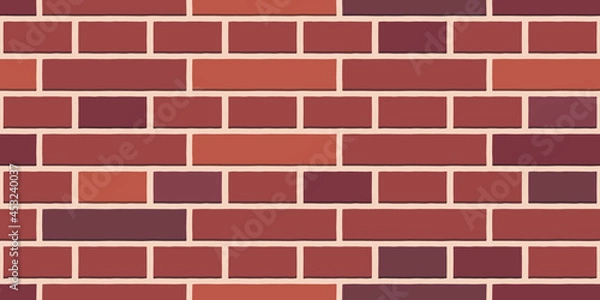 Fototapeta Brick. Brickwork. Seamless pattern of red-brown blocks. Vector illustration of a wall in a flat style.