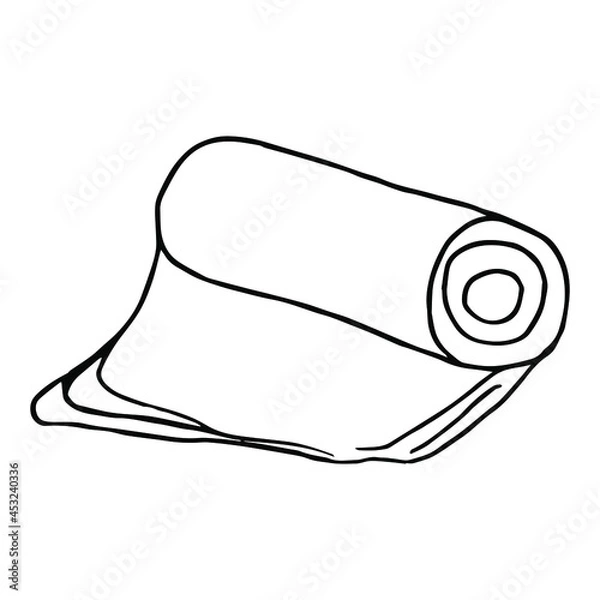 Obraz Hand drawn warm plaid. Black and white vector illustration in doodle style. Cozy warm blanket. Interior, cozy home, warmth, single element for design, minimalism, monochrome