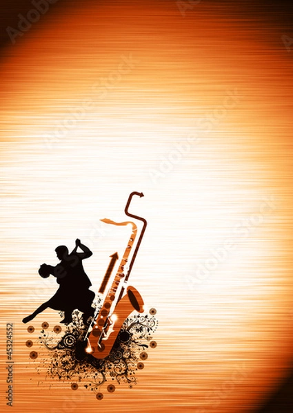 Obraz couples and saxophone backgrond