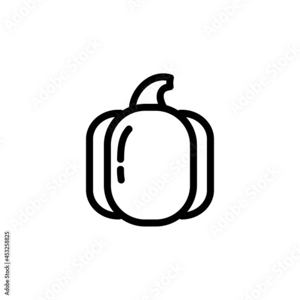 Fototapeta Sweet pepper flat outlined icon. Vector vegetable logo isolated on white background. Vegan food symbol, media glyph for web