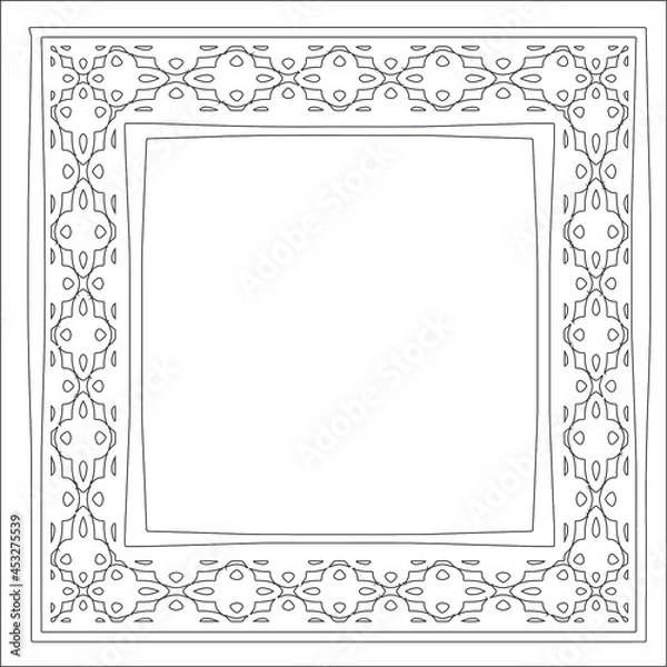 Fototapeta Decorative line art frames for design template. Elegant element for design in Eastern style, place for text. Black outline floral border. Lace vector illustration for invitations and greeting cards