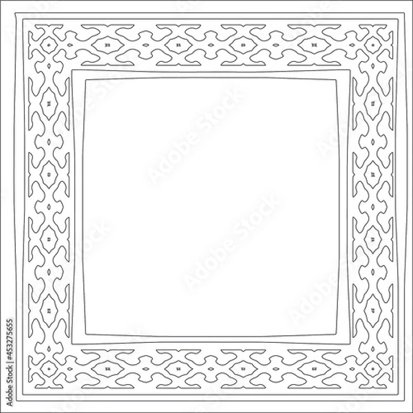 Obraz Decorative line art frames for design template. Elegant element for design in Eastern style, place for text. Black outline floral border. Lace vector illustration for invitations and greeting cards