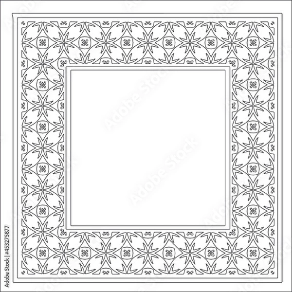 Fototapeta Decorative line art frames for design template. Elegant element for design in Eastern style, place for text. Black outline floral border. Lace vector illustration for invitations and greeting cards