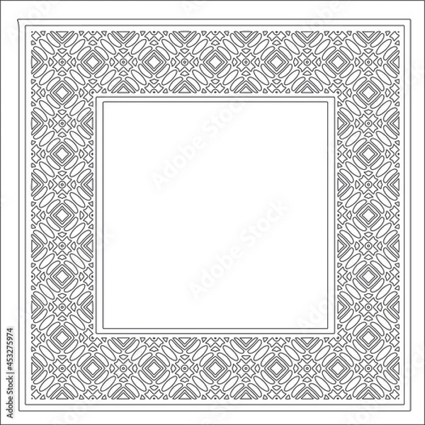 Fototapeta Decorative line art frames for design template. Elegant element for design in Eastern style, place for text. Black outline floral border. Lace vector illustration for invitations and greeting cards