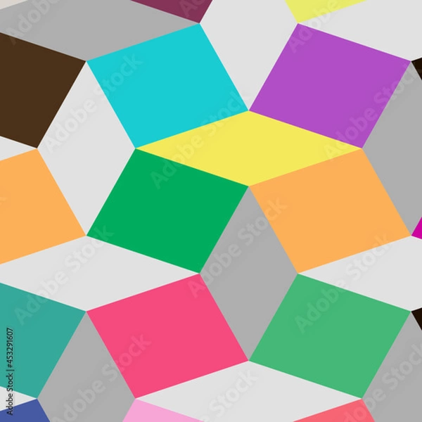 Fototapeta abstract vector seamless pattern. multicolored quadrilateral shapes on white background