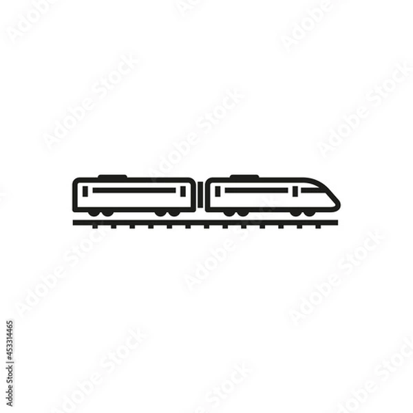 Fototapeta Electric train vector outline style black filled icon isolated on transparent background