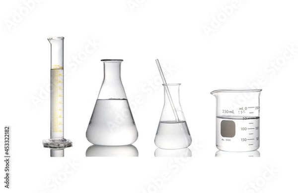 Fototapeta A set of laboratory glassware isolated on white background