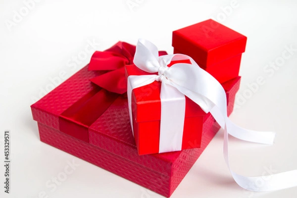 Fototapeta a red gift box. Festive packaging