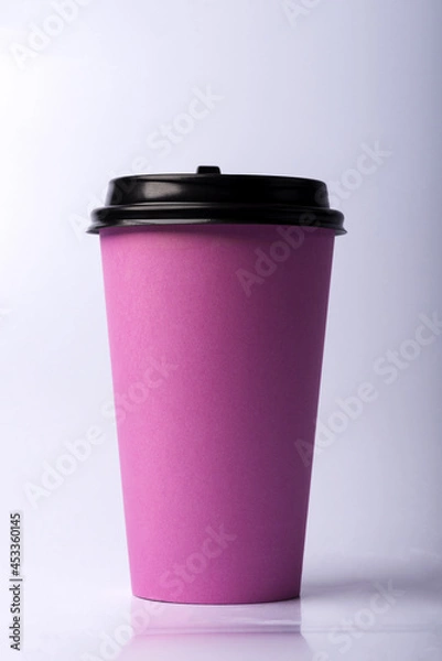 Fototapeta Plastic cup for coffee on a white isolated background. 