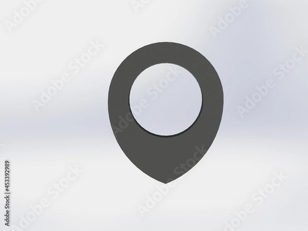 Fototapeta LOCATION pin glossy black arrow. The concept of tagging a sign landmark needle tip to create a route search. Isolated on white background 3D rendering 3D. – Illustration  