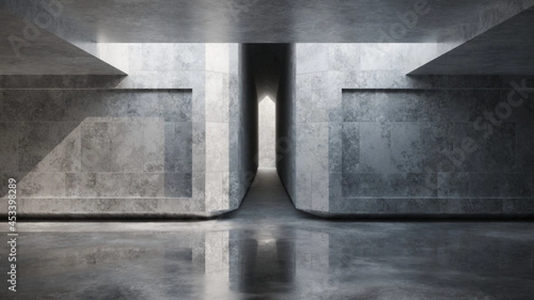 Obraz Brutalist architecture exterior background. 3D Rendering