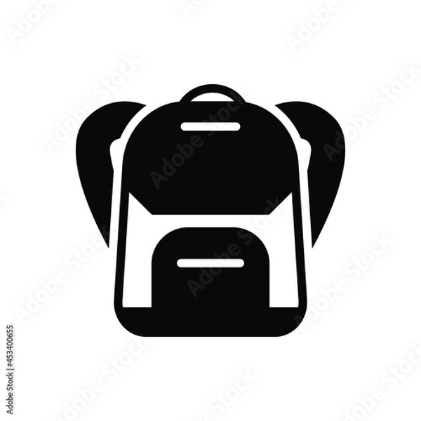Fototapeta Black solid icon for school backpack