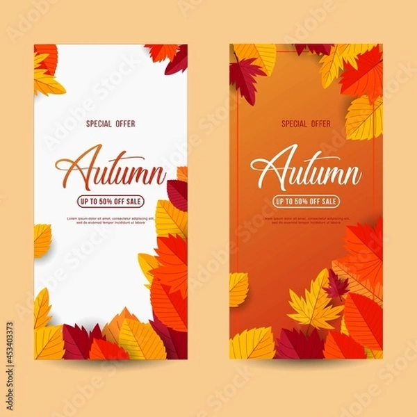 Obraz Flat design autumn sale banners collections