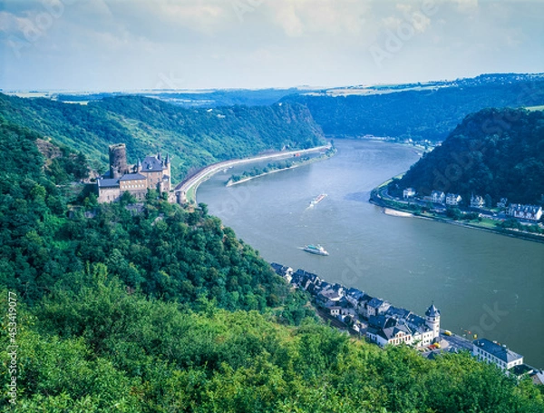 Obraz ドイツ　ライン川とブルクカッツ城