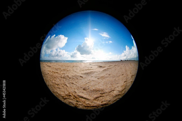 Fototapeta circle beach sea sun rays