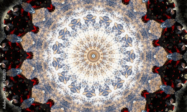 Fototapeta hypnotic pattern for psychotherapy, black and white polygon star monochromatic background