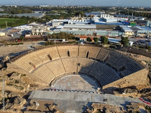 Fototapeta Caesarea, Iseael January 24 2021: National Park ruins of the ancient city Caesarea Maritima