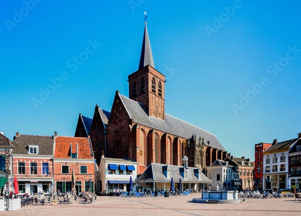 Obraz Court with the Grote Kerk in Amersfoort, Utrecht Province, The Netherlands