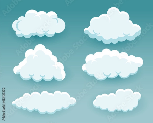Fototapeta fluffy cartoon clouds in different shapes