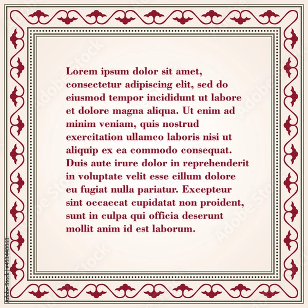 Fototapeta Square frame with oriental pattern in vector