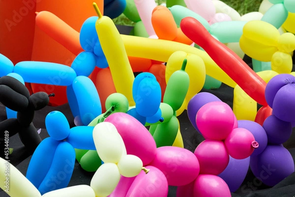 Fototapeta Multicolored figures from balloons as background and texture