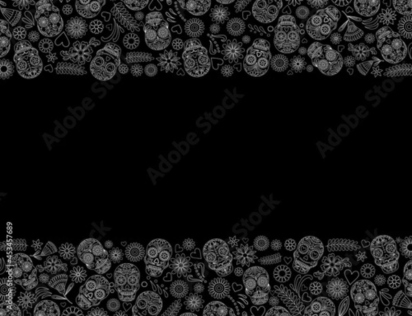 Obraz aztec, background, banner, border, calavera, carnival, catrina, celebration, color, colorful, culture, day, day of the dead, dead, death, decoration, dia, dia de los, dia de los muertos, fabric, face,