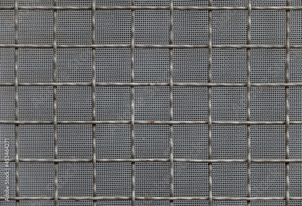 Fototapeta Metal wire screen pattern for gray silver textured grid fence background