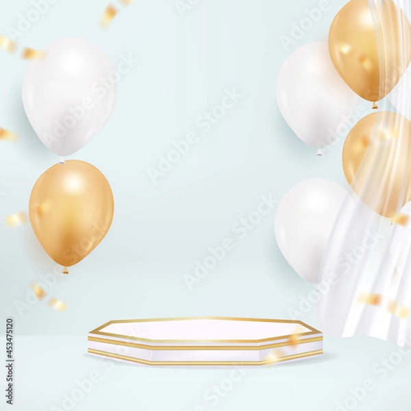 Obraz Happy birthday background with realistic balloon