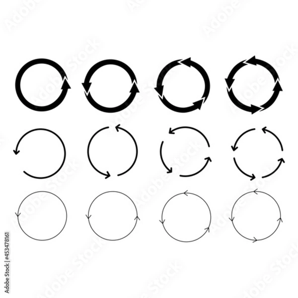 Obraz Circle simple line icon set on white background,vector illustration