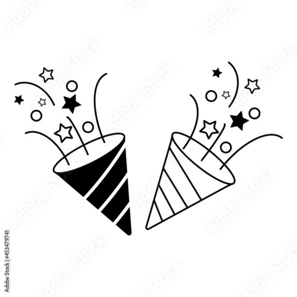 Obraz Confetti simple line icon on white background,vector illustration