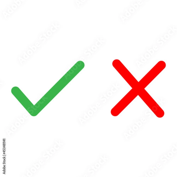 Obraz Check mark simple line icon on white background,vector illustration
