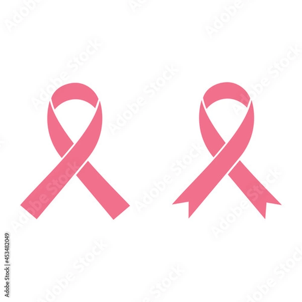 Obraz Pink ribbon icon on white background,vector illustration
