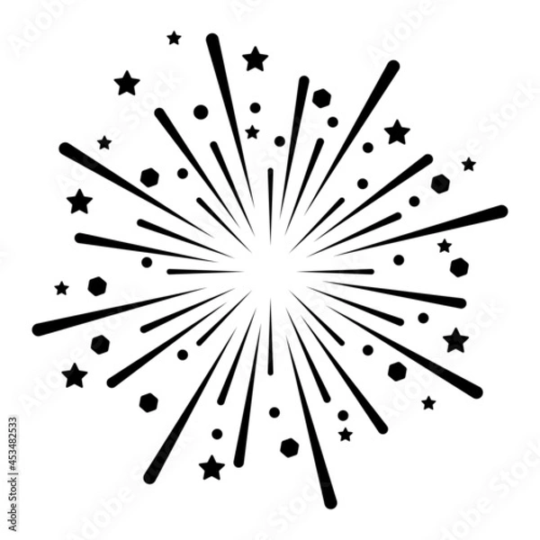Obraz Fire work simple line icon on white backgound,vector illustration