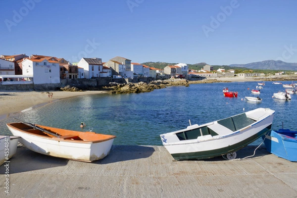 Obraz Boats over the dock of Corrubedo