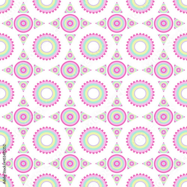 Fototapeta Abstract colorful standard shape seamless pattern on white background. Repeat vector greek backdrop.Vector isolate flat design for Creative texture for fabric, wrapping, textile, wallpaper, apparel.