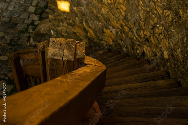 Obraz old wooden stairs