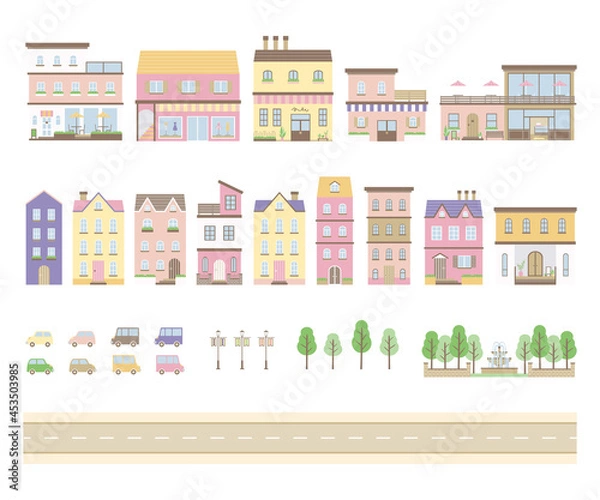 Obraz ヨーロッパ風の町並み　イラストセット