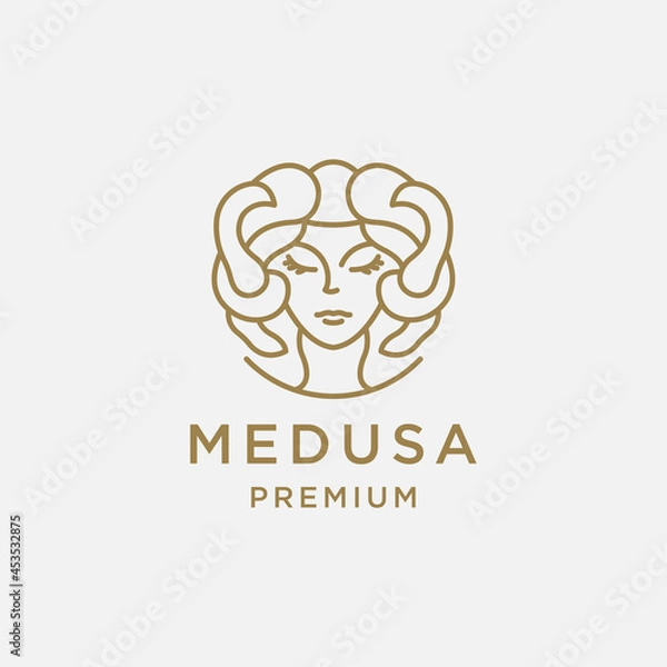 Obraz elegant feminine medusa line art logo design template