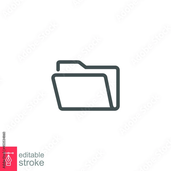 Fototapeta Open folder of data documents file line icon. Office and business Project storage organize button symbol for logo, web, and app. Editable stroke. Vector illustration. design on white background EPS 10
