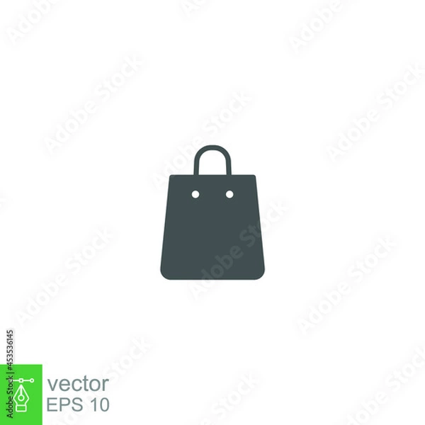 Fototapeta Gift bag glyph icon. Paper shopping bag for store online e-commerce. Tote Package market handbag logo. Solid simple pictogram for website and app. Vector illustration Design on white background EPS 10