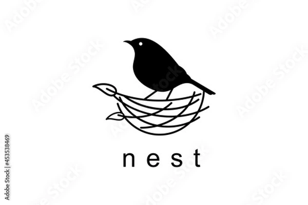 Fototapeta Nest Bird logo design symbol vector template