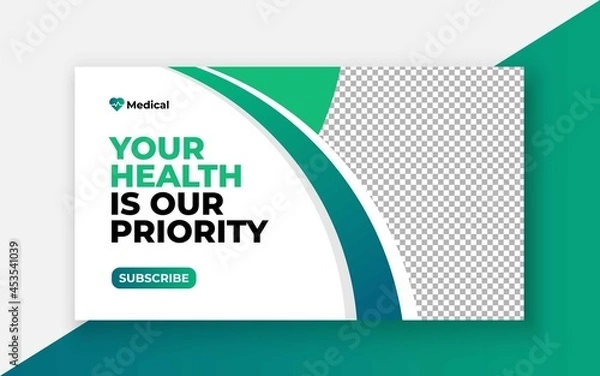 Fototapeta Medical healthcare youtube thumbnail and web banner template.Editable video thumbnail template
